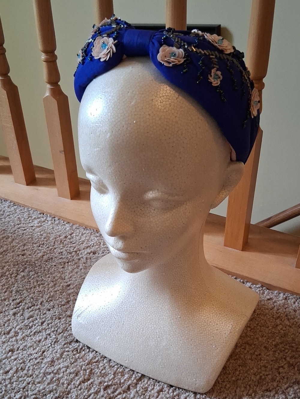 Embellished Royal Blue Floral Headband